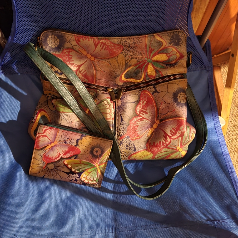 Butterfly purse and wallet by Anna with Anuschka genuine leather.